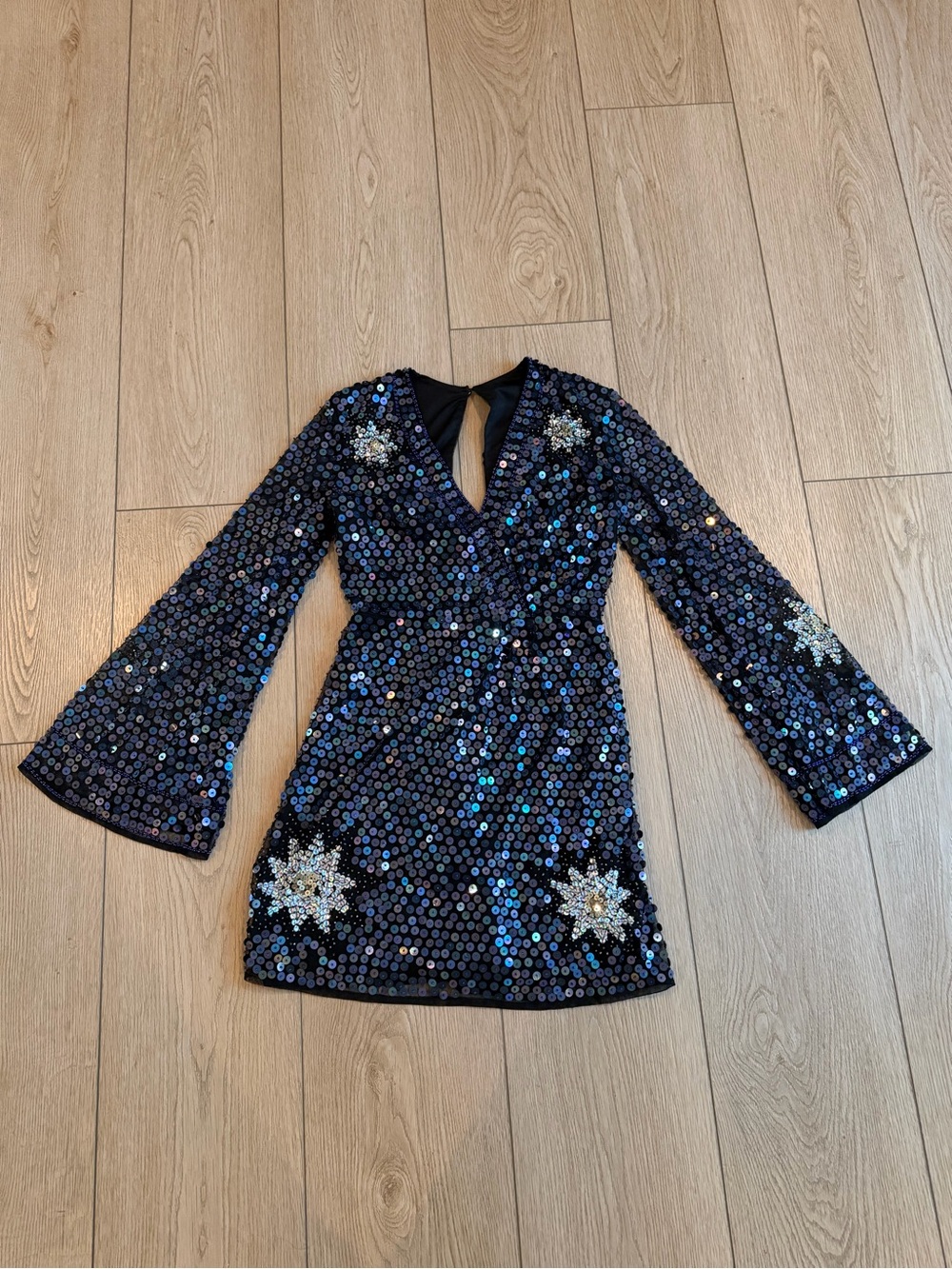 ASOS Navy Blue Sequin Star Embellished Party Dress